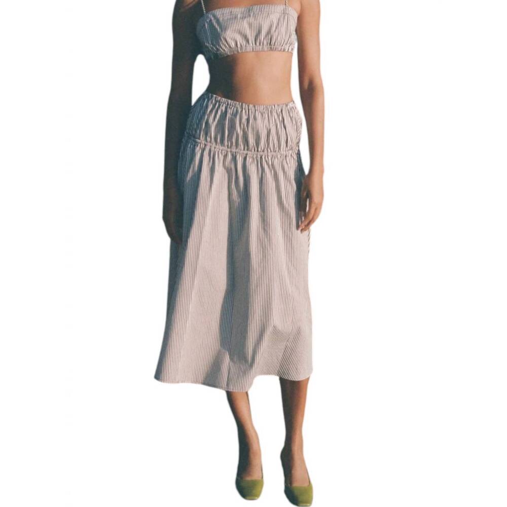 NEW PARI DESAI lusha skirt in espresso stripe